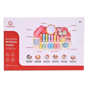 پیانو 6 کاره موزیکال و چراغدار آموزشی صورتی Electric Musical Piano Toy_اسباب بازی موسیقی