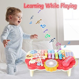 پیانو 6 کاره موزیکال و چراغدار آموزشی صورتی Electric Musical Piano Toy_اسباب بازی موسیقی