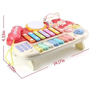 پیانو 6 کاره موزیکال و چراغدار آموزشی صورتی Electric Musical Piano Toy_اسباب بازی موسیقی