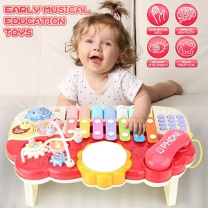پیانو 6 کاره موزیکال و چراغدار آموزشی صورتی Electric Musical Piano Toy_اسباب بازی موسیقی