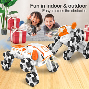 ربات اسباب بازی سگ کنترلی هشت چرخ دودزا نارنجی Stunt Dog Robot 8wd_اسباب بازی ربات