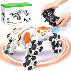 ربات اسباب بازی سگ کنترلی هشت چرخ دودزا نارنجی Stunt Dog Robot 8wd_اسباب بازی ربات