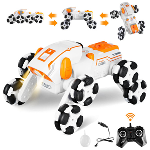 ربات اسباب بازی سگ کنترلی هشت چرخ دودزا نارنجی Stunt Dog Robot 8wd_اسباب بازی ربات