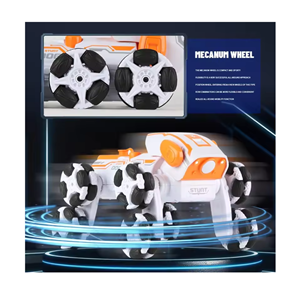 ربات اسباب بازی سگ کنترلی هشت چرخ دودزا نارنجی Stunt Dog Robot 8wd_اسباب بازی ربات