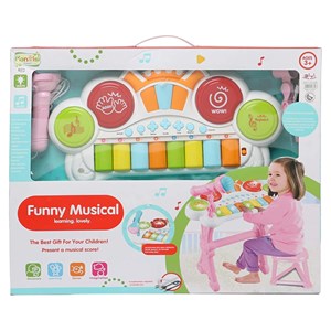 اسباب بازی پیانو الکترونیکی با صندلی و میکروفون Kanisi Musical Piano_اسباب بازی موسیقی