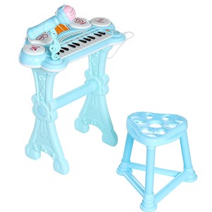 اسباب بازی پیانو الکترونیکی با صندلی و میکروفون آبی Kanisi Musical Piano Toy_اسباب بازی موسیقی
