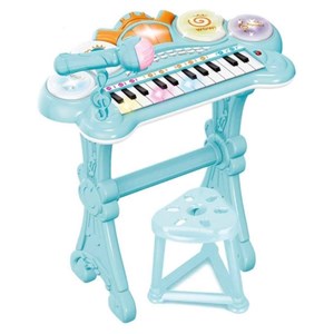 اسباب بازی پیانو الکترونیکی با صندلی و میکروفون آبی Kanisi Musical Piano Toy_اسباب بازی موسیقی