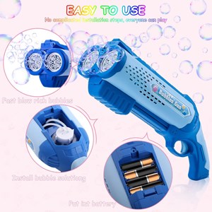 تفنگ اسباب بازی حباب ساز دولول مخزن دار آبی Electric Bubble Maker Toy with LED Lights_اسباب بازی تفنگ