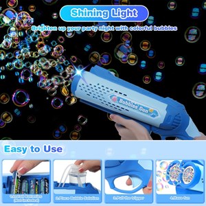 تفنگ اسباب بازی حباب ساز دولول مخزن دار آبی Electric Bubble Maker Toy with LED Lights_اسباب بازی تفنگ