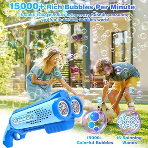 تفنگ اسباب بازی حباب ساز دولول مخزن دار آبی Electric Bubble Maker Toy with LED Lights_اسباب بازی تفنگ