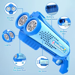 تفنگ اسباب بازی حباب ساز دولول مخزن دار آبی Electric Bubble Maker Toy with LED Lights_اسباب بازی تفنگ