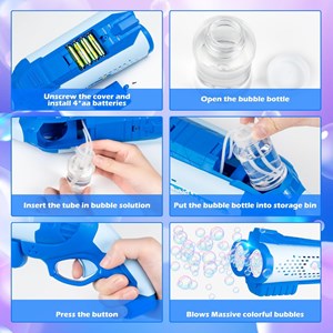 تفنگ اسباب بازی حباب ساز دولول مخزن دار آبی Electric Bubble Maker Toy with LED Lights_اسباب بازی تفنگ