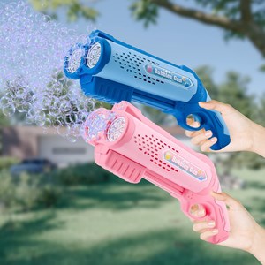 تفنگ اسباب بازی حباب ساز دولول مخزن دار صورتی Electric Bubble Maker Toy with LED Lights_اسباب بازی تفنگ