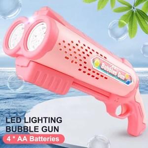 تفنگ اسباب بازی حباب ساز دولول مخزن دار صورتی Electric Bubble Maker Toy with LED Lights_اسباب بازی تفنگ