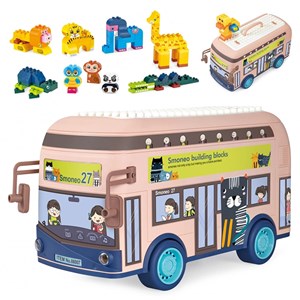 لگو دوپلو اسمونو 136 قطعه مدل اتوبوس حیوانات smoneo رنگ صورتی_اسباب بازی لگو