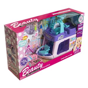 کشتی مسافرتی سرسره دار باربی همراه با هلیکوپتر_اسباب بازی عروسک دخترانه