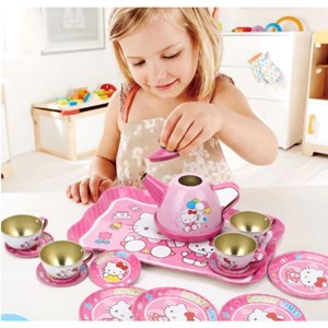 اسباب بازی ست چای خوری فلزی 4 نفره طرح هلو کیتی_اسباب بازی لوازم خانگی