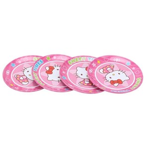 اسباب بازی ست چای خوری فلزی 4 نفره طرح هلو کیتی_اسباب بازی لوازم خانگی