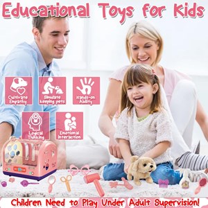 ّاسباب بازی سگ خانگی به همراه قفس و وسایل آرایشی مجموعه 14 عددی_عروسک رباتیک