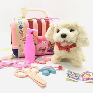 اسباب بازی سگ خانگی به همراه قفس و وسایل آرایشی مجموعه 7 عددی_عروسک رباتیک