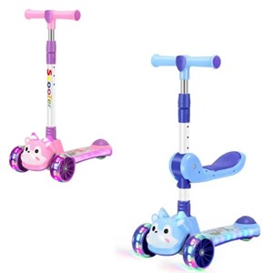 اسکوتر صندلی دار تاشو کودک با چرخ های چراغدار_اسکوتر