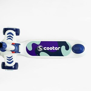 اسکوتر 3 حالته صندلی دار تاشو کودک با چرخ های چراغدار و موزیکال (رنگ سورمه ای)_اسکوتر