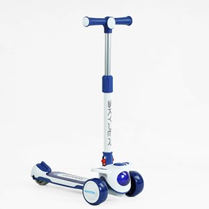 اسکوتر 3 حالته صندلی دار تاشو کودک با چرخ های چراغدار و موزیکال (رنگ سورمه ای)_اسکوتر