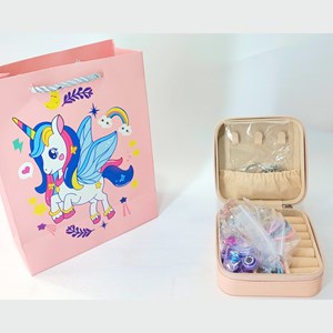 جعبه ساخت دستبند و گردنبند همراه با بگ هدیه یونیکورن _کیف و اکسسوری