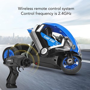 اسباب بازی موتور سیکلت 3 چرخ کنترلی شارژی آبی مقیاس 1:8 TRICYCLE STUNT_اسباب بازی ماشین کنترلی