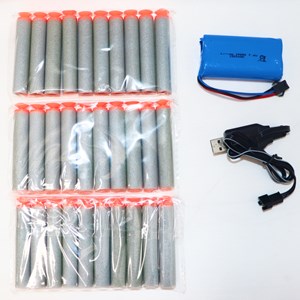 تفنگ اسباب بازی شارژی رگباری تیر فومی 6 موتوره به همراه چراغ و لیزر_اسباب بازی تفنگ