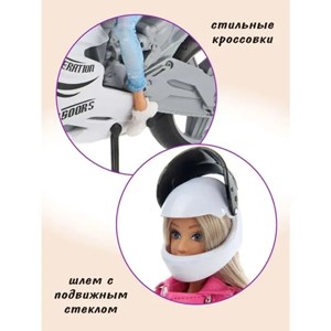 عروسک باربی دفا لوسی موتور سوار با کلاه کاسکت سفید مدل Defa Lucy Doll 8459_اسباب بازی عروسک دخترانه