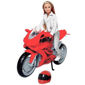 عروسک باربی دفا لوسی موتور سوار با کلاه کاسکت قرمز مدل Defa Lucy Doll 8459_اسباب بازی عروسک دخترانه