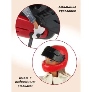 عروسک باربی دفا لوسی موتور سوار با کلاه کاسکت قرمز مدل Defa Lucy Doll 8459_اسباب بازی عروسک دخترانه