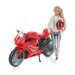 عروسک باربی دفا لوسی موتور سوار با کلاه کاسکت قرمز مدل Defa Lucy Doll 8459_اسباب بازی عروسک دخترانه