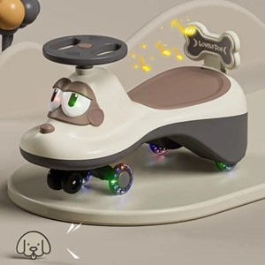 سه چرخه پلاسماکار چراغدار و موزیکال طرح پاپی (لوپ کار) مدل 110_اسباب بازی سه چرخه