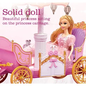 اسباب بازی کالسکه و اسب راهرو موزیکال باربی پرنسس صورتی_اسباب بازی عروسک دخترانه