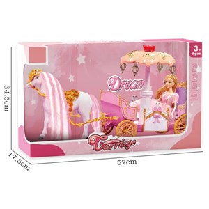 اسباب بازی کالسکه و اسب راهرو موزیکال باربی پرنسس صورتی_اسباب بازی عروسک دخترانه