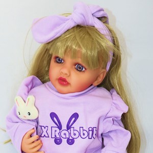 عروسک سیلیکونی دختر بچه 50 سانتی لباس یاسی همراه با وسایل_اسباب بازی عروسک دخترانه