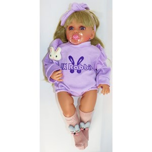 عروسک سیلیکونی دختر بچه 50 سانتی لباس یاسی همراه با وسایل_اسباب بازی عروسک دخترانه