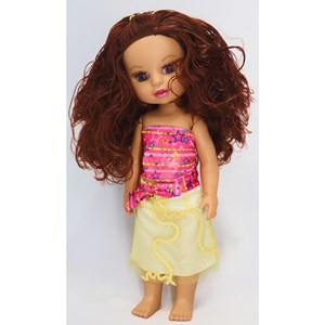 عروسک دخترانه موزیکال 36 سانتی گوشتی با موهای قهوه ای_اسباب بازی عروسک دخترانه