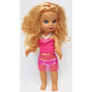 عروسک دخترانه موزیکال 36 سانتی گوشتی با موهای طلایی_اسباب بازی عروسک دخترانه