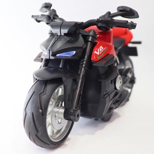 موتور اسباب بازی عقب کش موزیکال همراه با قاب رنگ قرمز_اسباب بازی موتور