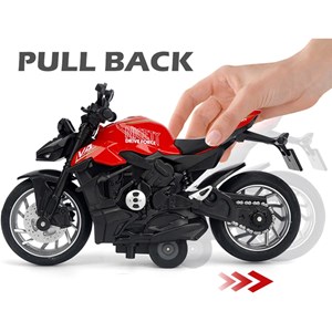 موتور اسباب بازی عقب کش موزیکال همراه با قاب رنگ قرمز_اسباب بازی موتور