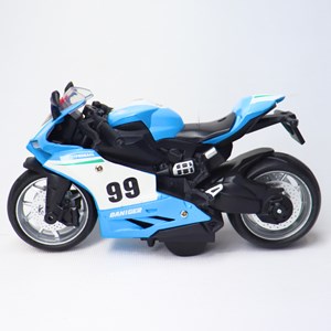 موتور اسباب بازی عقب کش موزیکال همراه با قاب رنگ آبی_اسباب بازی موتور