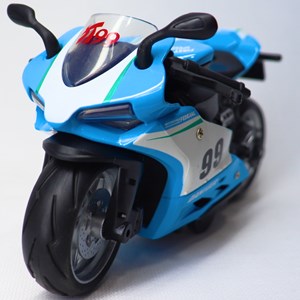 موتور اسباب بازی عقب کش موزیکال همراه با قاب رنگ آبی_اسباب بازی موتور