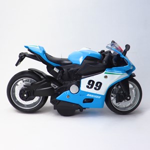 موتور اسباب بازی عقب کش موزیکال همراه با قاب رنگ آبی_اسباب بازی موتور