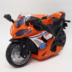 موتور اسباب بازی عقب کش موزیکال همراه با قاب رنگ نارنجی_اسباب بازی موتور