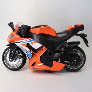 موتور اسباب بازی عقب کش موزیکال همراه با قاب رنگ نارنجی_اسباب بازی موتور