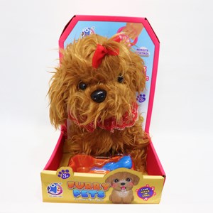 عروسک رباتیک هاپو پشمالو قهوه ای موزیکال با دسته ی کنترلی Puppy Pets Interactive Dog_عروسک رباتیک