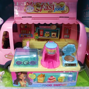 اسباب بازی ماشین بستنی فروشی به همراه باربی و وسایل_اسباب بازی ماشین